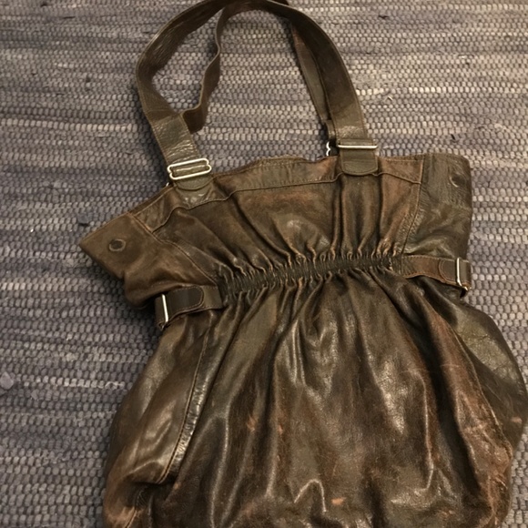 Rudsak Collection Ruched Leather Shoulder Bag in Brown - Picture 4 of 9